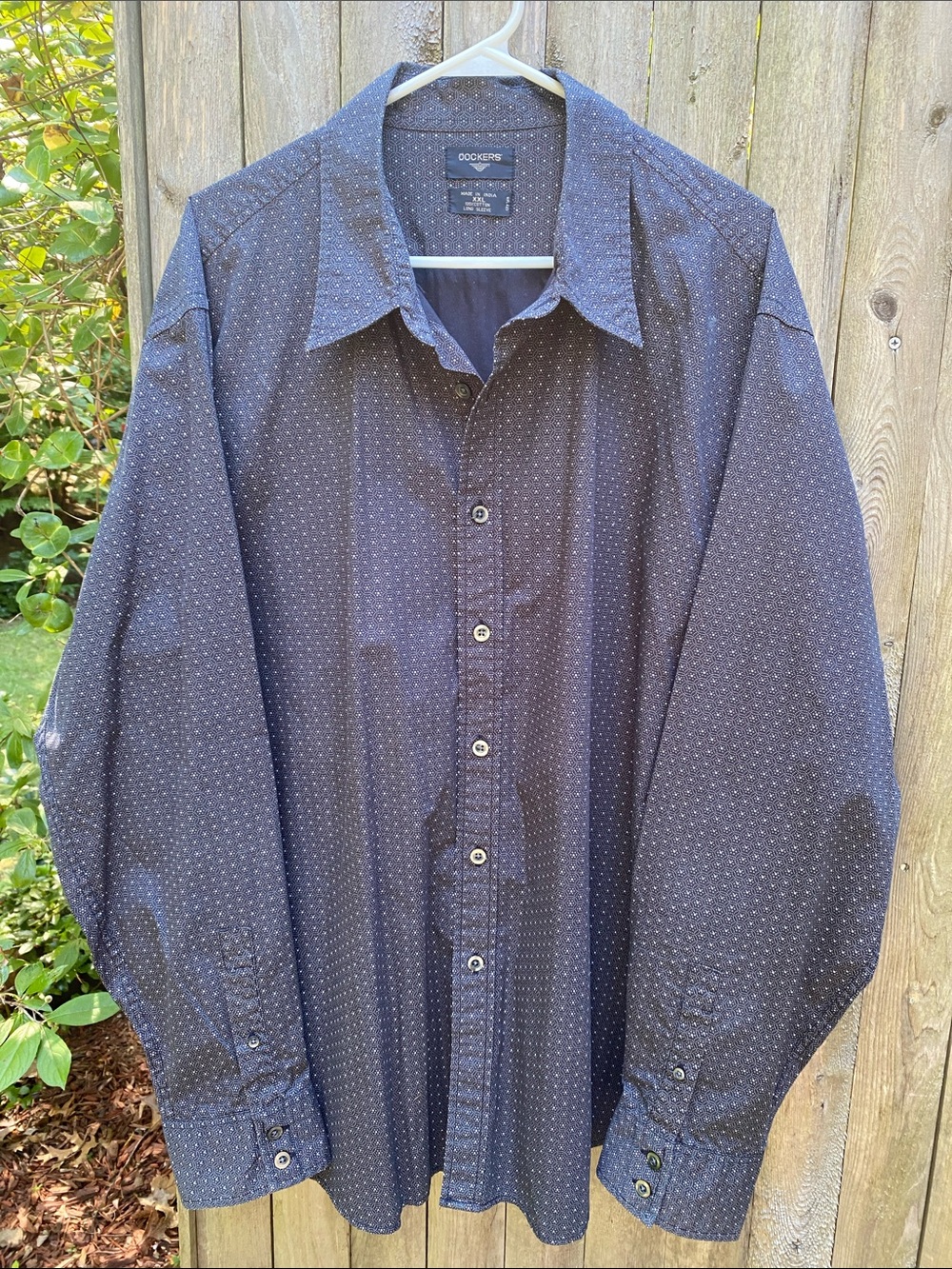 Dockers Men's Gray with blue Microdot Dress Shirt size XXL
